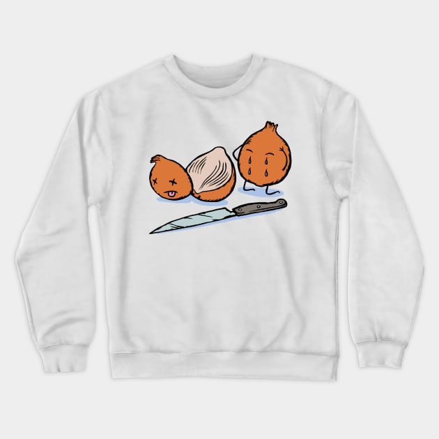 crying onion crime scene. Crewneck Sweatshirt by bangart